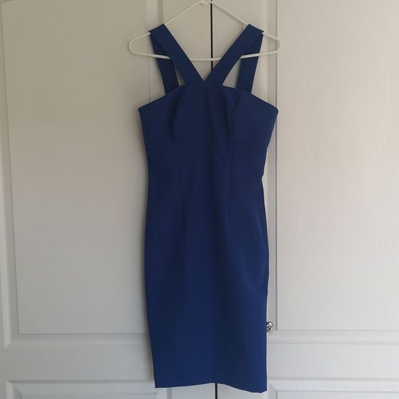 💙💙Femme Ladies Cocktail Straps Mini Dress 👗 Royal Blue Size 6 💙💙 - Picture 2 of 16